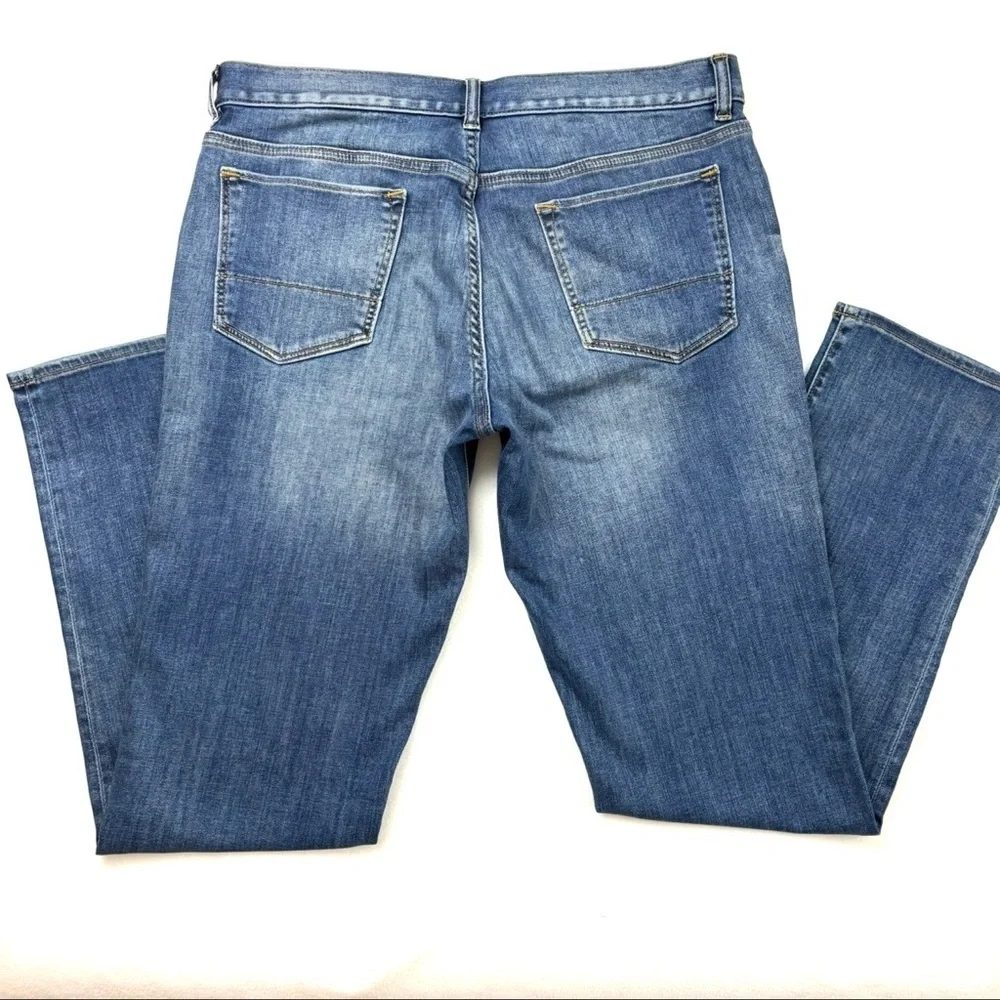 Banana Republic Med Blue Whisker‎ Faded Slim Straight Stretch Jeans 34/34